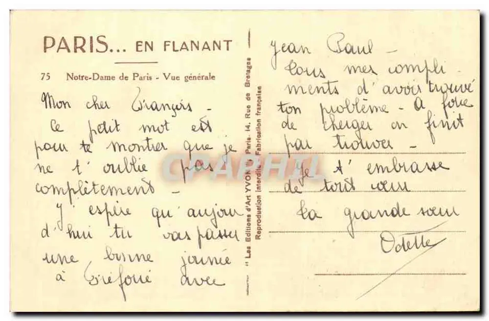 Notre-Dame de Paris — Vista geral — Les Éditions d'Art Yvon, Paris - Verso