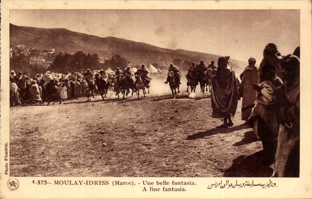 Moulay-Idriss (Marokko) — Eine schöne Fantasia — Photo Flandrin, Nr. I-575 - Vorderseite