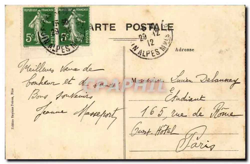 Nice - Wodospad zamkowy — Édition Baylone frères, n° 506 - Rewers