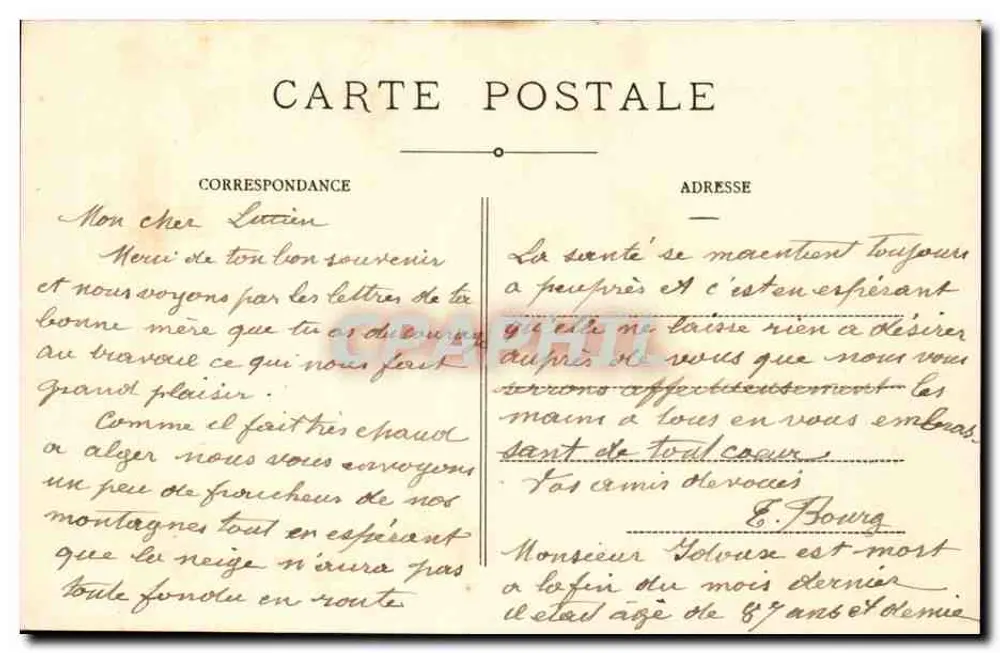 Saire de Cougourda - Le Haut Boréon - Vallée de la Vésubie (A.-M.), alt. 2920 m. — Edition Giletta, phot. Nice - Verso