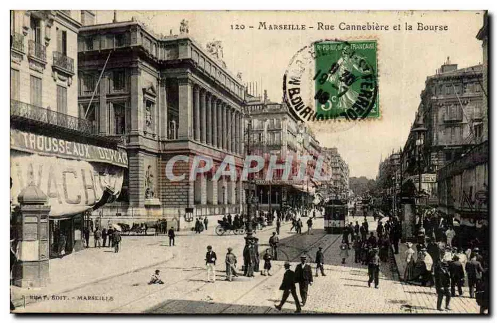 Marselha - Rua Cannebière e a Bolsa — Ruat Edit. - Marselha, n°120 - Frente