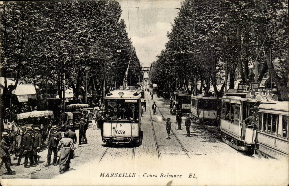 Marselha - Cours Belsunce — trem n°632 e trem n°633, editor EL - Frente
