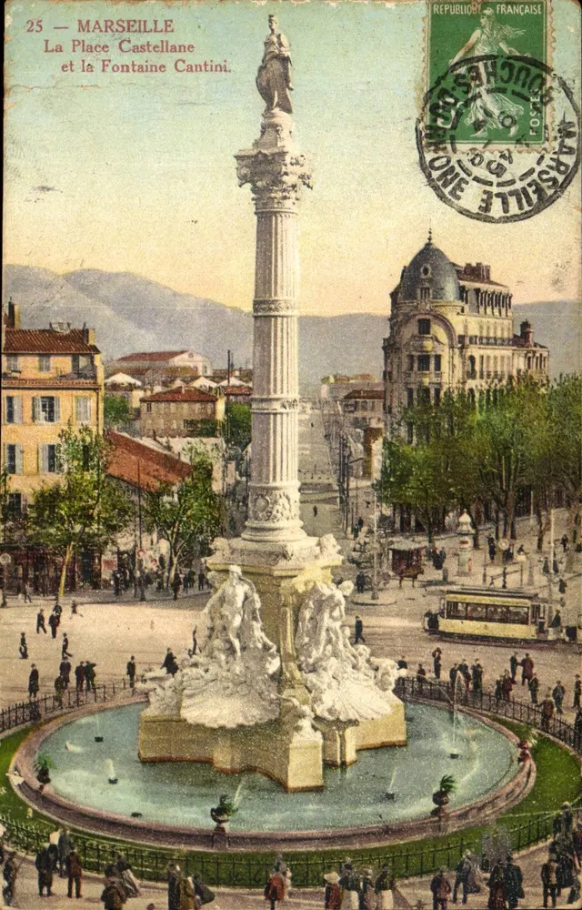 Marseille — La Place Castellane und die Fontaine Cantini — Edition Nouvelles Galeries n°25 - Vorderseite