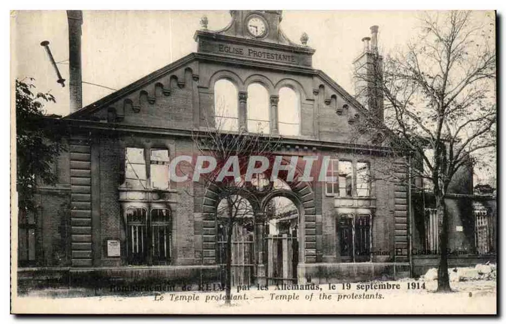 Bombardement von RÉLIS durch die Deutschen, 19. September 1914 — Evangelische Kirche - Vorderseite