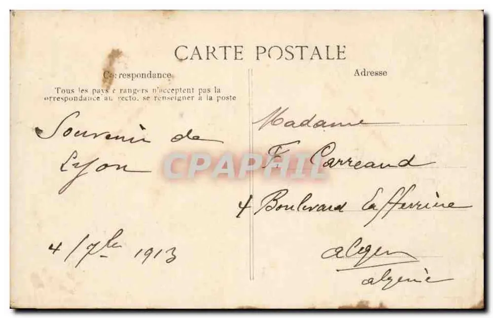 Monument Carnot — Lyon — Editora BLD n°6 - Verso