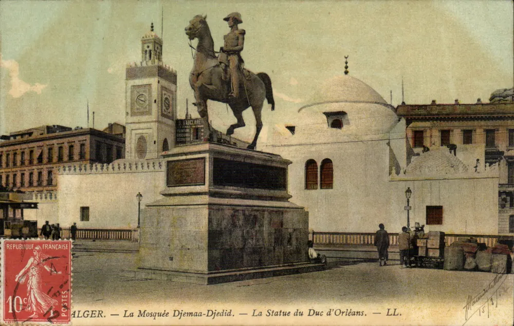 Alger — Moschee Djemaa-Djedid — Statue des Herzogs von Orléans — LL. - Vorderseite