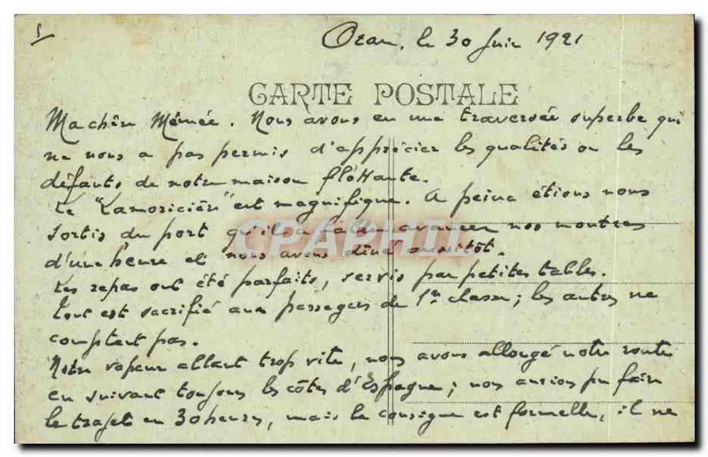 Marseille — Cours Belsunce — vista com trêmio e pedestres - Verso