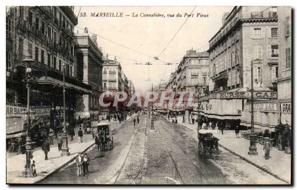 MARSEILLE — La Cannebière, Ansicht vom alten Hafen — n°53 - Vorderseite