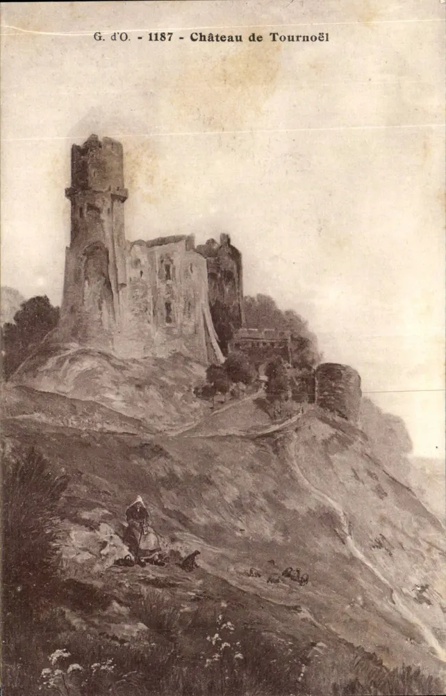 Zamek Tournoël — widok ruin — G. d'O. - 1187 - Awers