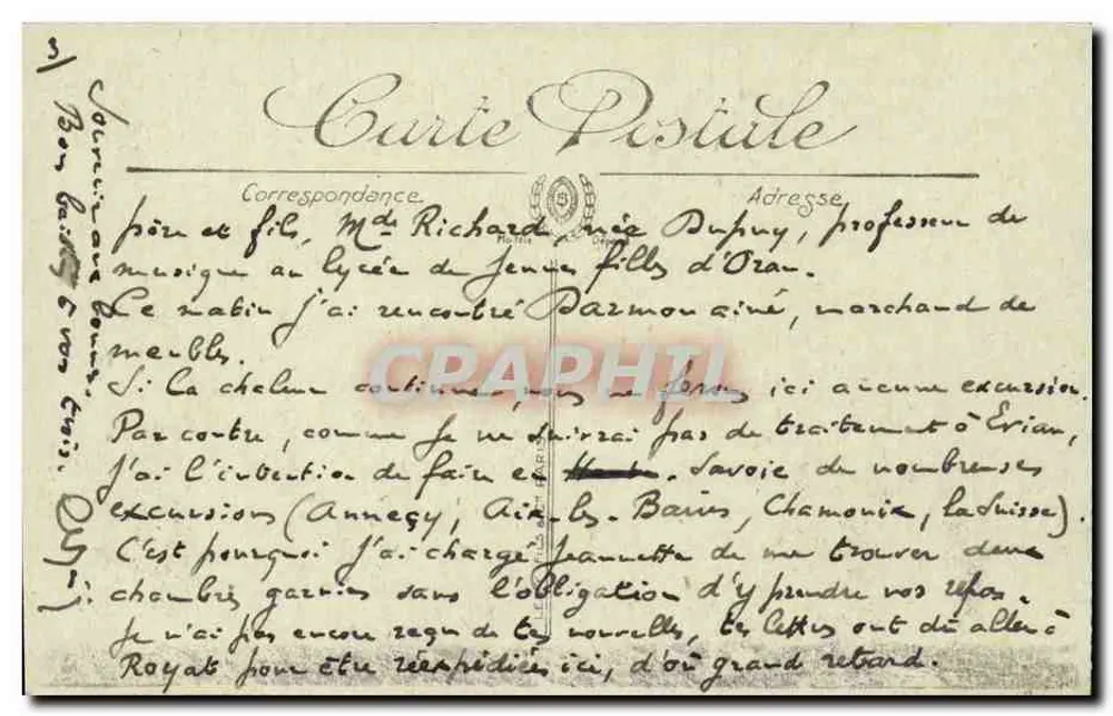 O Mont-Dore — A Grande Cachoeira — LL. — N° 170 - Verso