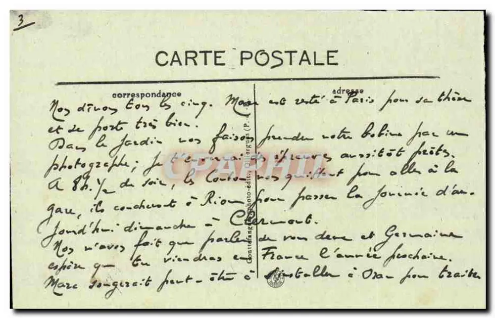 Cermont Ferrand — Pamiątka z Cermont Ferrand — wydawca nieznany - Rewers
