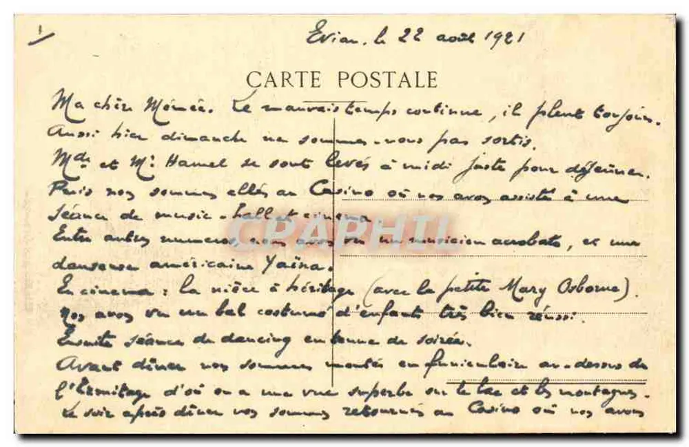 Evian-les-Bains — O Hotel Splendide — Editora não visível - Verso