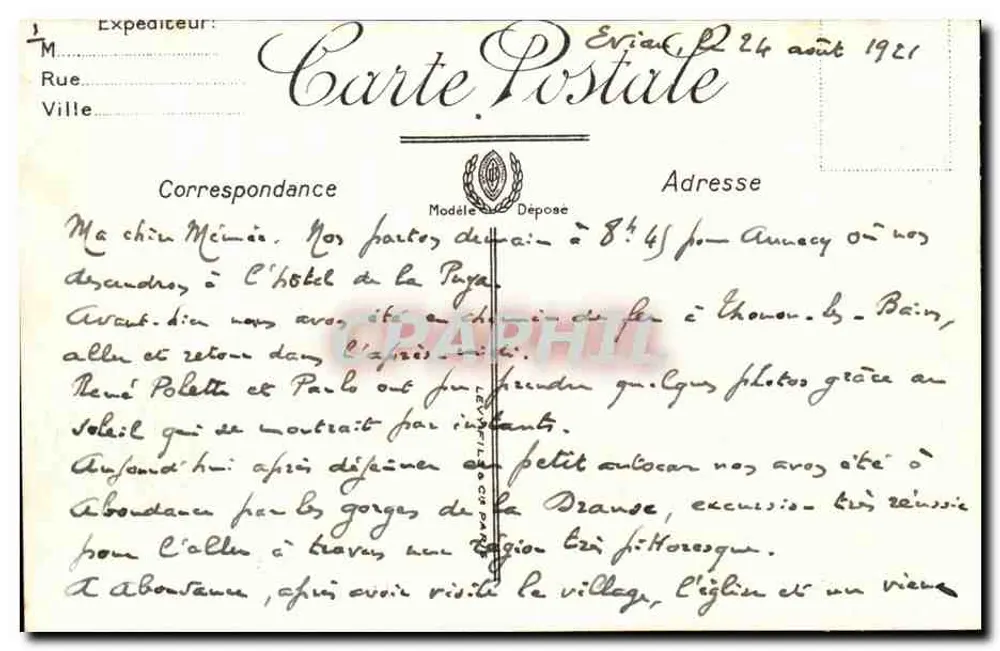 ÉVIAN-LES-BAINS — Das Hotel Beau-Site und die Gärten — LL. — Nr. 16 - Rückseite