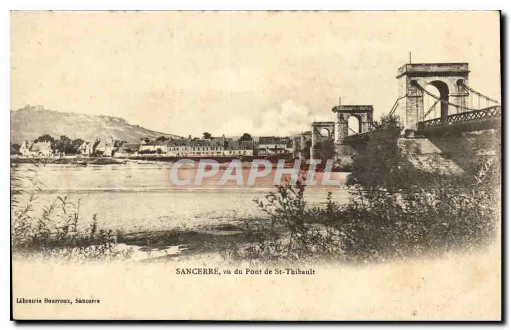 Sancerre, vista do Ponte de St-Thibault — Livraria Bourreux, Sancerre - Frente