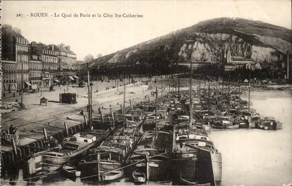 Rouen - Der Quai de Paris und die Côte Ste-Catherine — Karten "La Cigogne", Rouen - Vorderseite