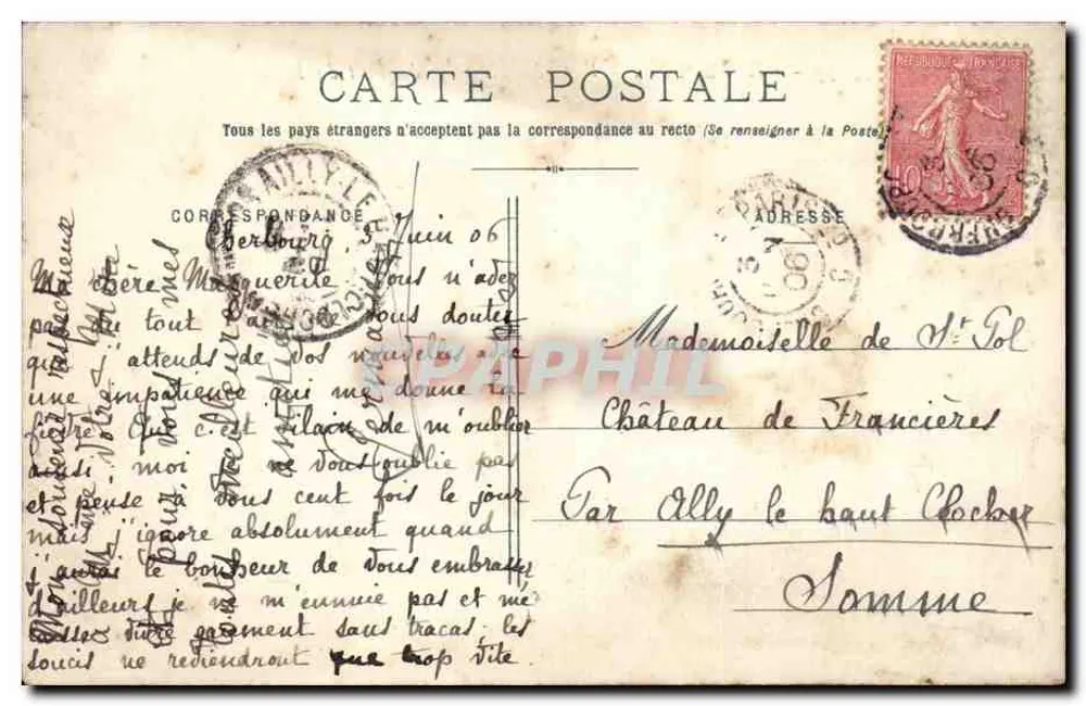 Cherbourg — Allgemeiner Blick vom Fort du Roule — Sammlung P. B., Cherbourg - Rückseite
