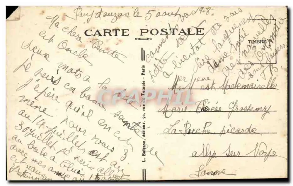 A Madeleine em Paris — editor L. Béton, n° 1 - Verso