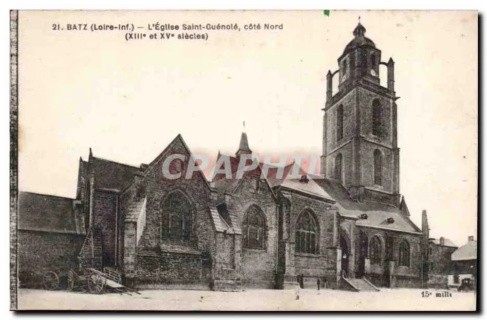 Batz (Loire-Inf.) — Kirche Saint-Guénolé, Nordseite (13. und 15. Jahrhundert) - Vorderseite