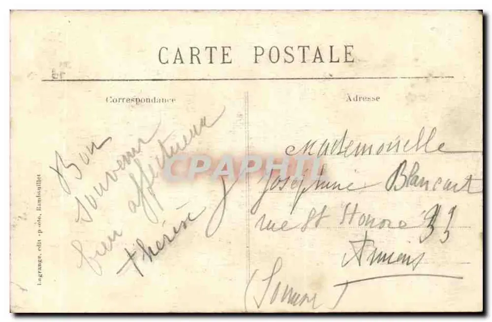 Park von RAMBOUILLET — Die Fontäne und die Quinconces — Lagrange, Verlag p. o. Ramboillet, Nr. 261 - Rückseite