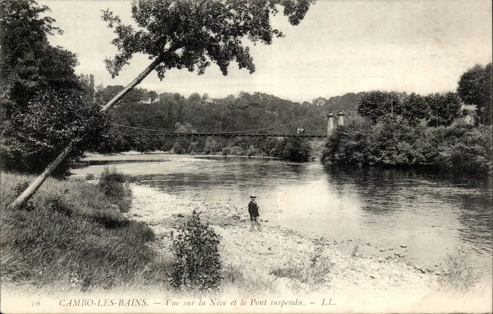 Cambo-les-Bains — Blick auf die Nive und die Hängebrücke — LL. - Vorderseite