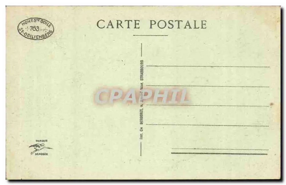 Mont Ste-ODILE (alt. 763m) — Porte Romaine — editor Ch. Bergeret, Strasbourg - Verso