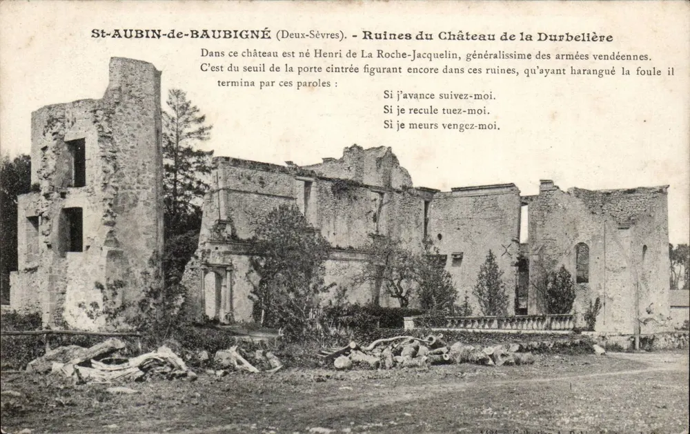 St-AUBIN-de-BAUBIGNÉ (Deux-Sèvres) — Ruinen des Schlosses Durbelière — Unbekannter Verleger - Vorderseite
