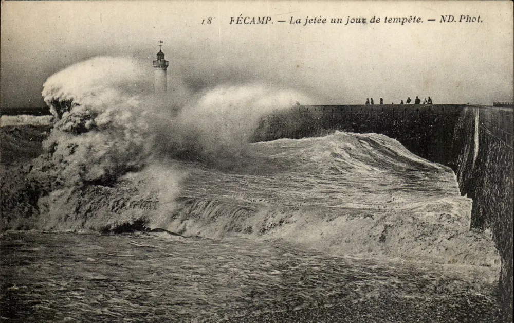 Fécamp — A ponte em um dia de tempestade — ND. Fot. - Frente