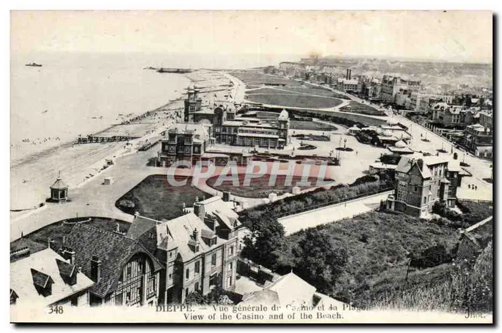 Dieppe — Vista geral do Casino e da Praia — NeubrEin Frères, Imp. Créteil, Imp. Créteil, Sics, Ans-Corbell. - Frente
