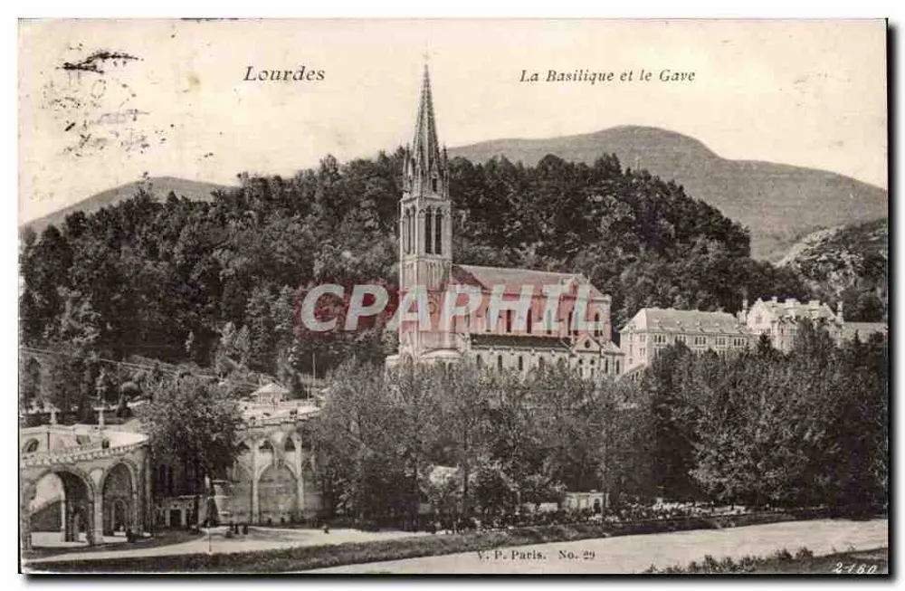Lourdes — A Basílica e o Gave — V.P. Paris No. 29 - Frente