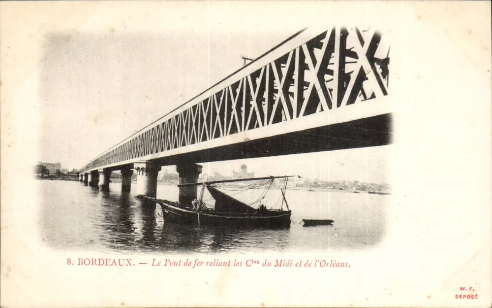Bordeaux — Die Eisenbrücke, die die Cîtes des Midi und Orléans verbindet — W.F. Déposé - Vorderseite