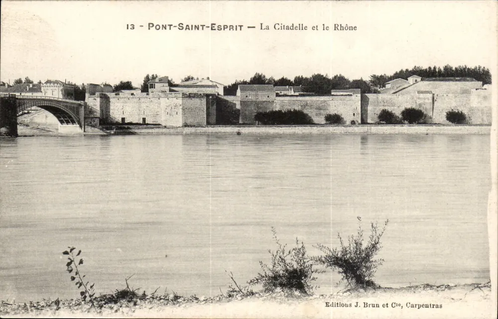 Puente-Saint-Esprit — La Ciudadela y el Ródano — Ediciones J. Brun et Cie, Carpentras - Anverso