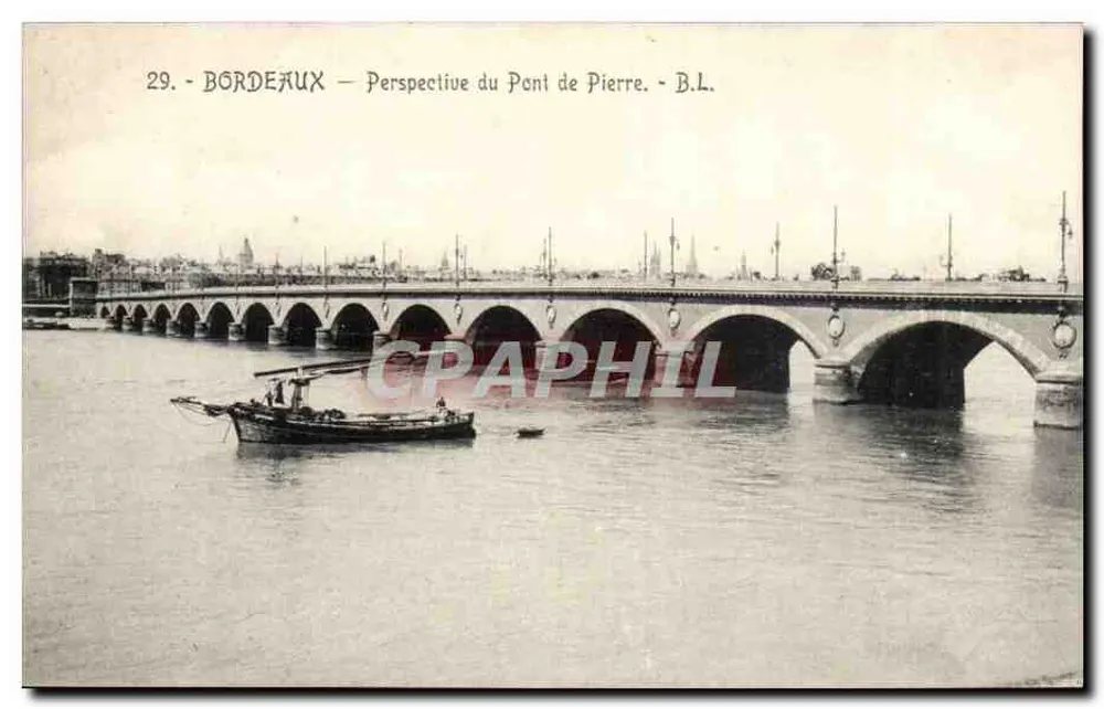 Bordeaux — Perspectiva do Ponte de Pierre — B.L. n°29 - Frente