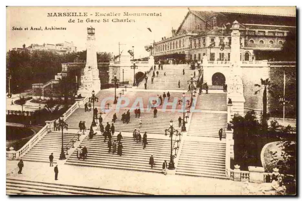 Marseille - Monumentale Treppe der Bahnhof Saint Charles — Sénés und Arnal, Architekten - Vorderseite