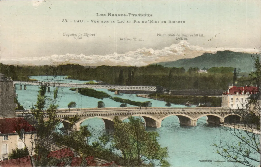 Ausblick auf den See und den Pic du Midi de Bigorre — Les Basses-Pyrénées — Phototypie Lachèze - Vorderseite