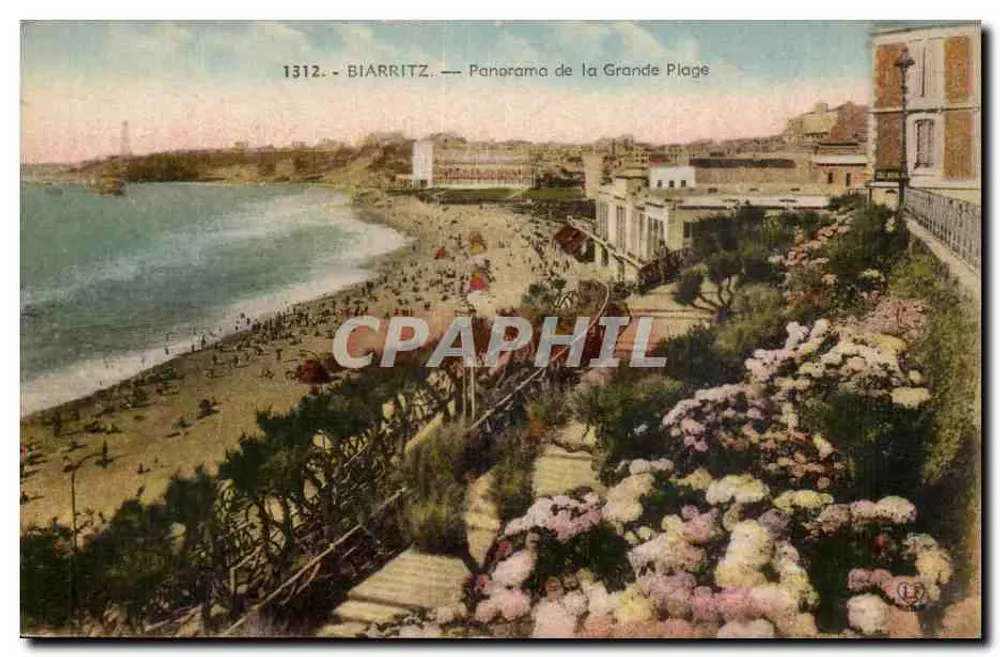 Biarritz — Panorama da Grande Praia — Edições « Pyrénées-Océan » - Frente