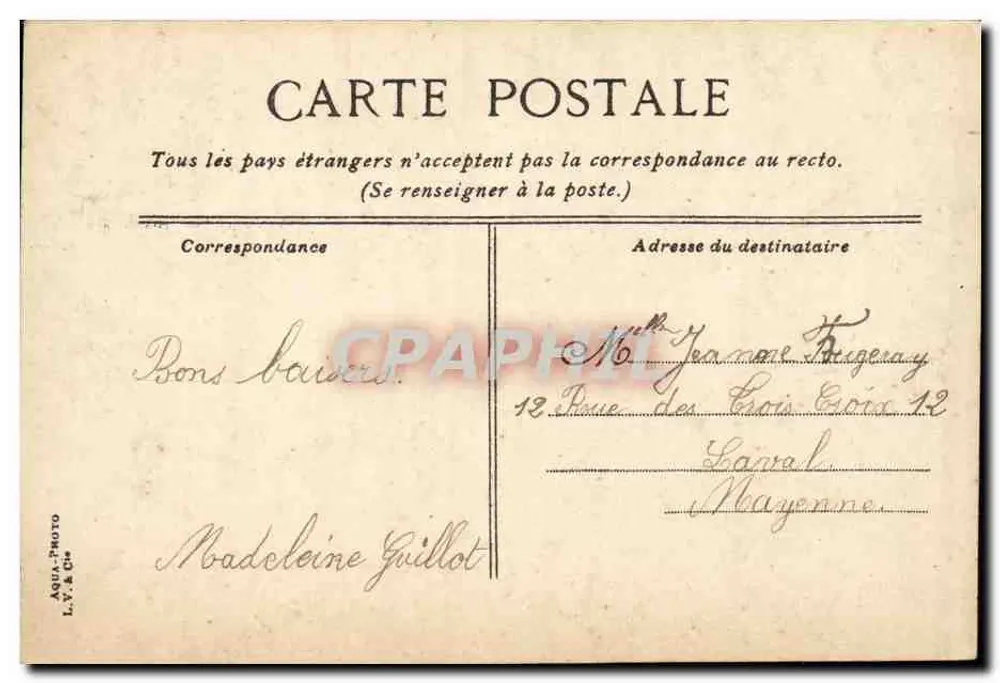 Angers. A estátua de Chevreul — n°268 — editor L.V. & Cie - Verso