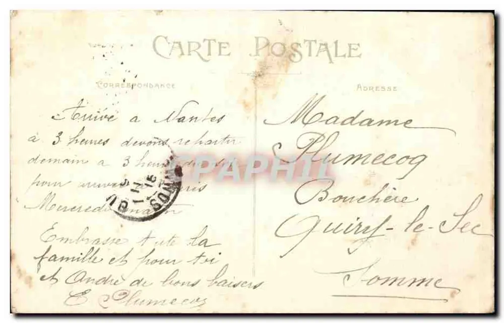 NANTES — Vista sobre o Bairro Launay, perto do templo da República — Coleção F. Chapeau, Nantes - 31* mil - Verso