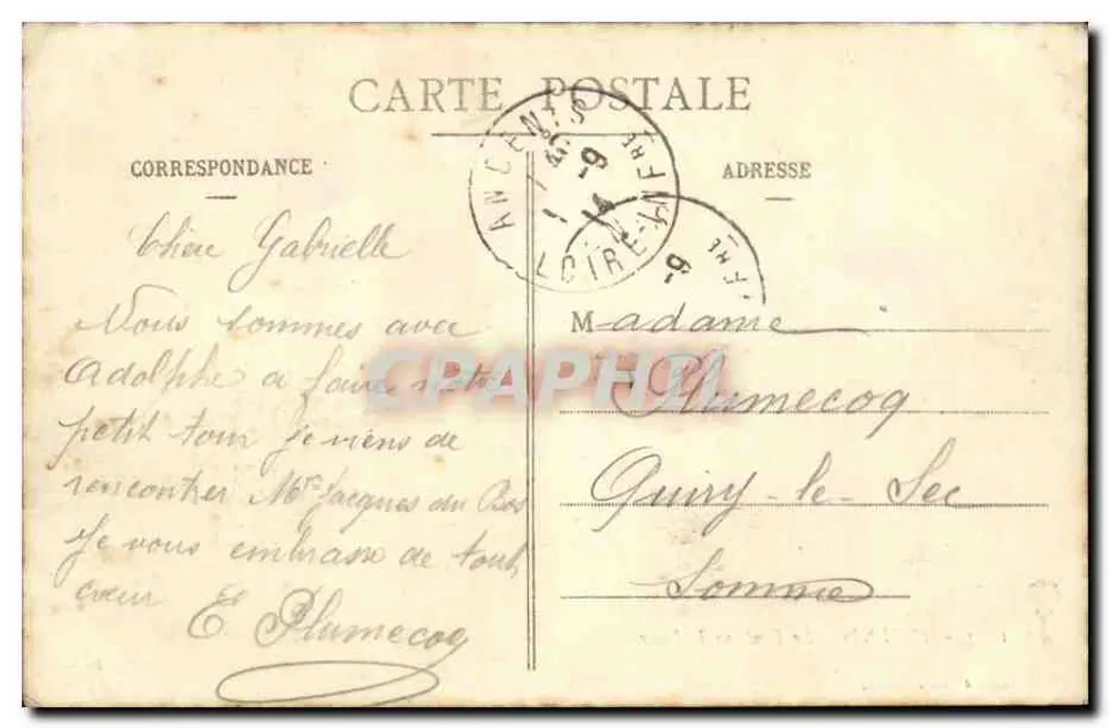 Ancenis - O Ponte sobre o Loire — editor Artaud-Nozais, Nantes, n° 1014 - Verso