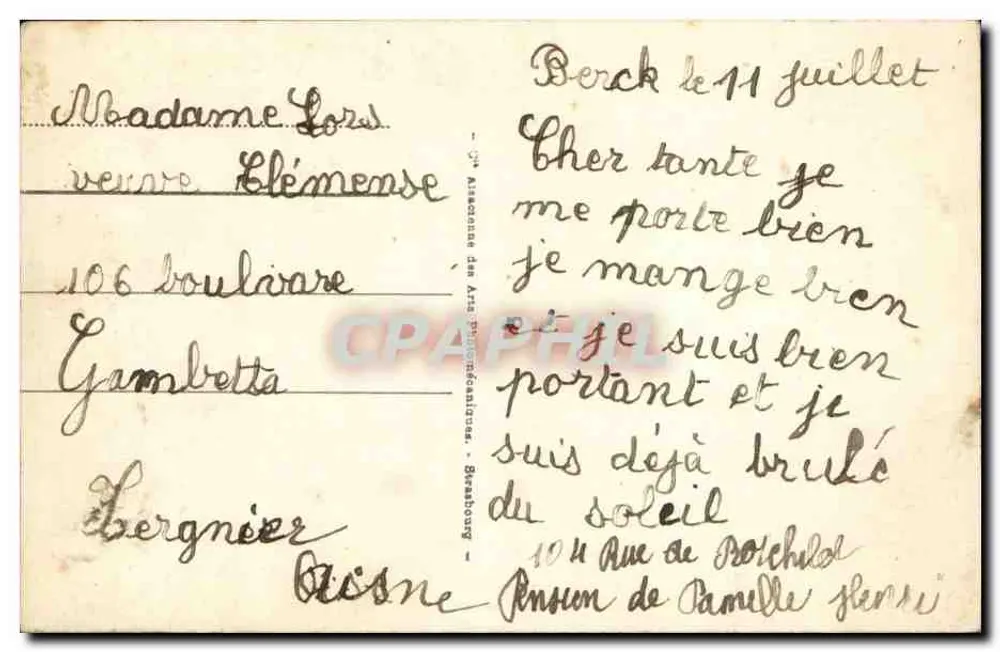 Berck-Plage — A Praia com maré alta — Dois Casinos — Editor Helo-Marini, n°52 - Verso