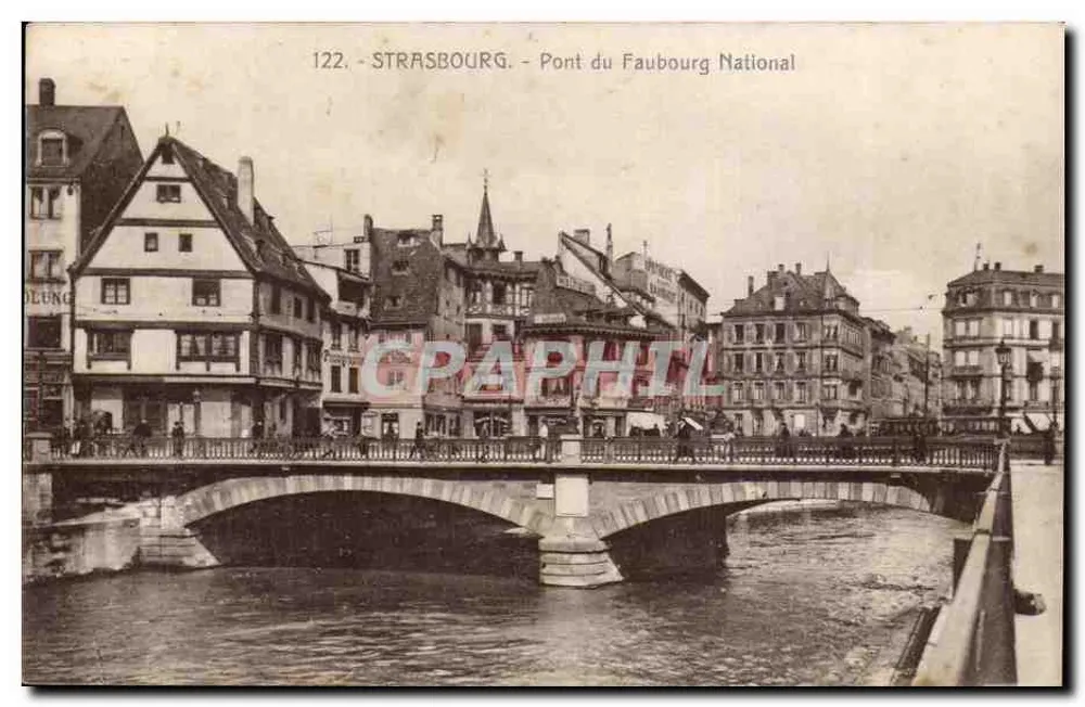 Estrasburgo - Ponte do Faubourg Nacional — editor CH. Bergeret, n° 122 - Frente