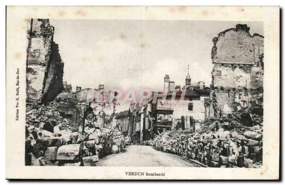 Verdun bombardeado — Edição Yve II. Dalk, Bar-le-Duc - Frente