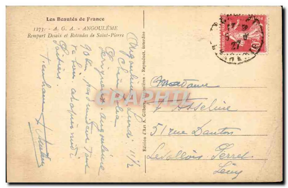 Angoulême — Rempart Desaix und Rotondes de Saint-Pierre — Edition A. Gilbern - Rückseite