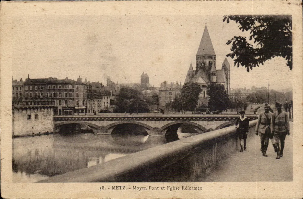 Metz — Mittelbrücke und Reformierte Kirche — Verleger MARQUE, n°58 - Vorderseite