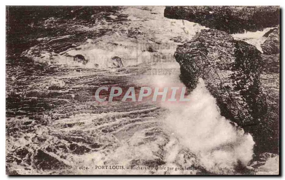 Rocas de Lobric en Port-Louis — en mal tiempo — n°4074 - Anverso