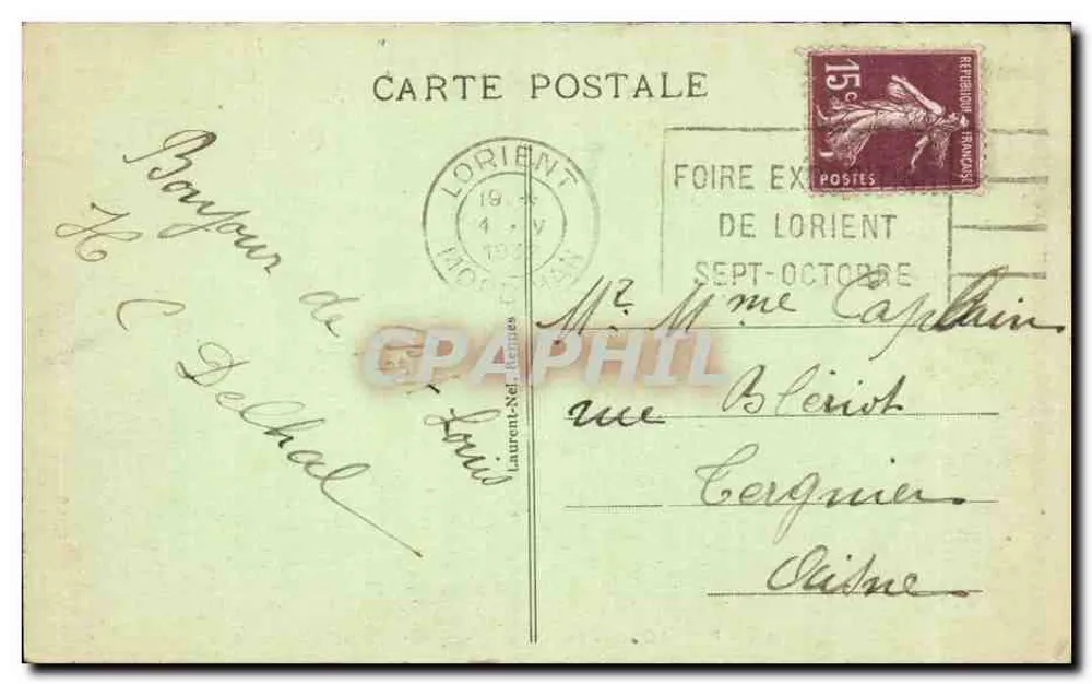 Rocas de Lobric en Port-Louis — en mal tiempo — n°4074 - Reverso