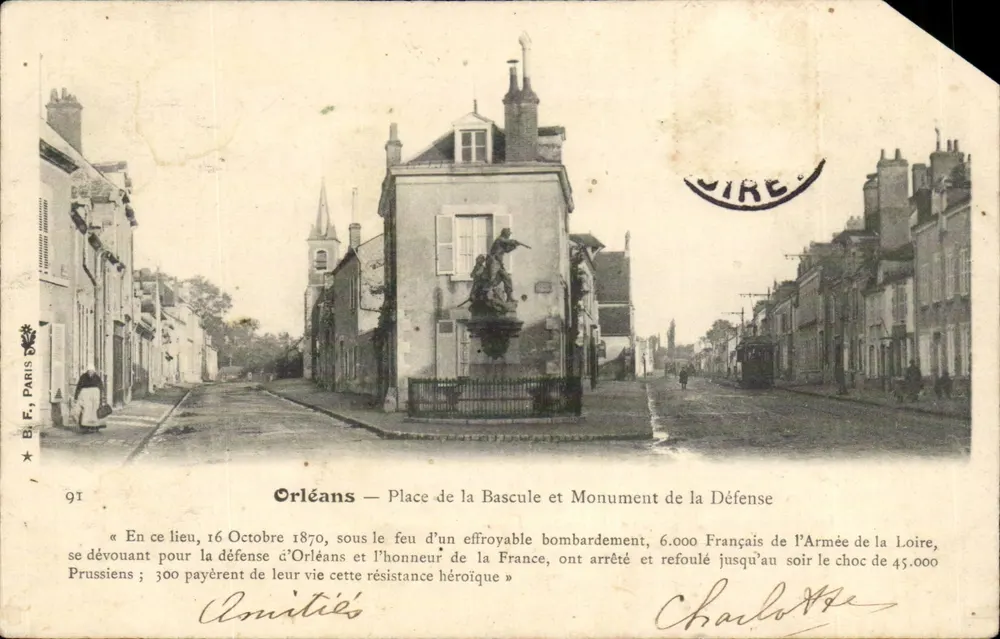 Orléans — Place de la Bascule und Monument de la Défense — B. E. PARIS n°91 - Vorderseite