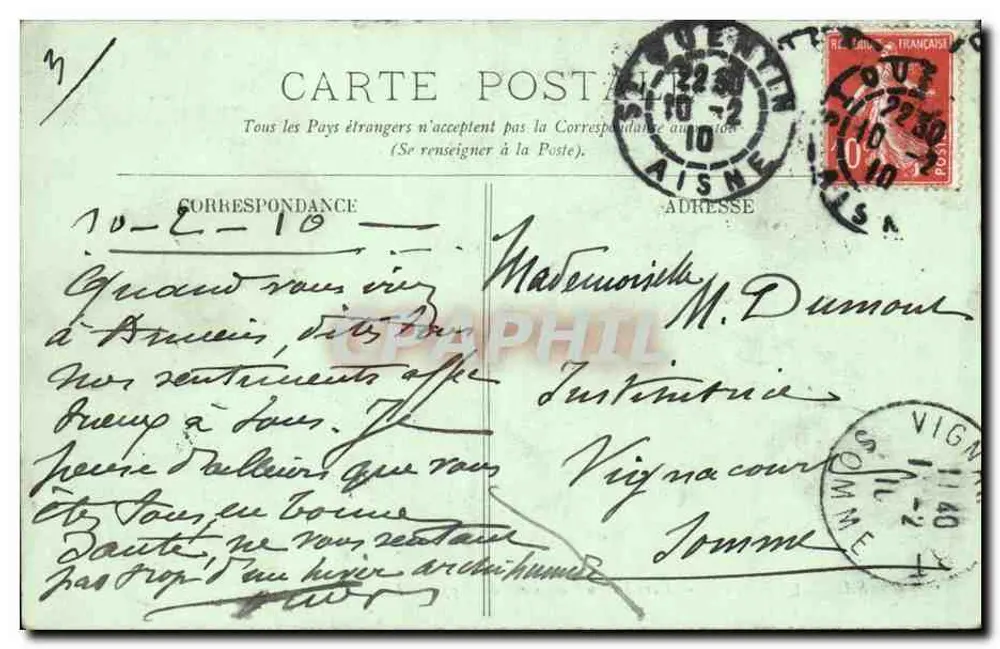 Saint-Quentin — Traseiro do Monumento de 1917 — LL. Catherine Lallur, esposa do prefeito - Verso