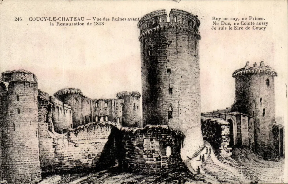 Coucy-le-Château — Ansicht der Ruinen vor der Restauration von 1843 — n° 246 - Vorderseite