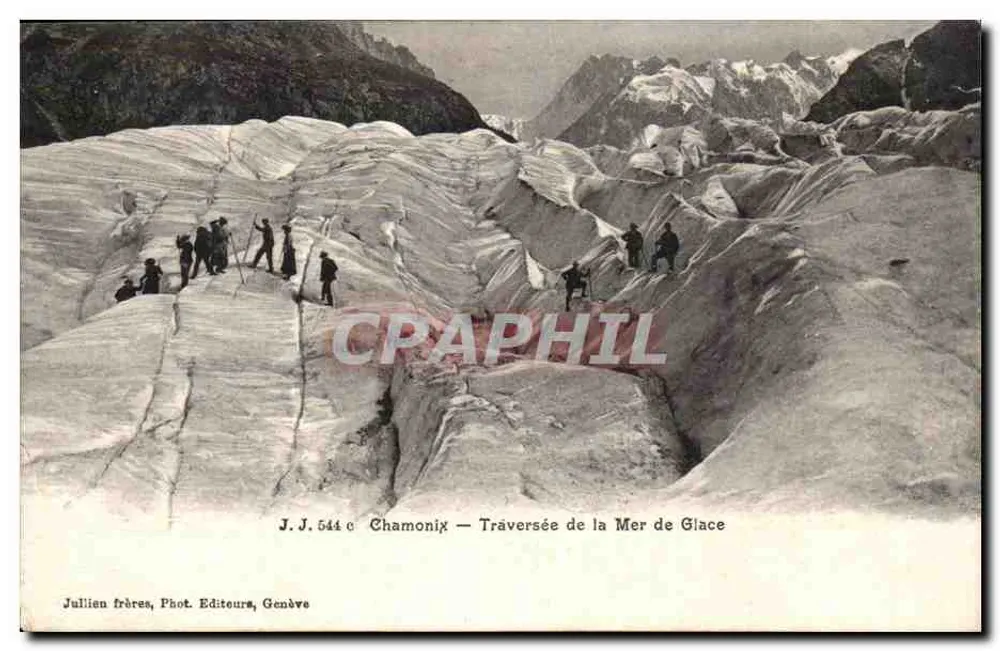 Chamonix — Traversée de la Mer de Glace — Julien frères, Phot. Editeurs, Genève, n° 544 c - Frente