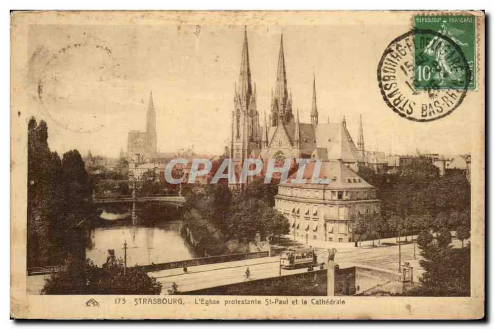 Straßburg - Evangelische Kirche St-Paul und die Kathedrale — unbekannter Verlag, Nr. 173 - Vorderseite